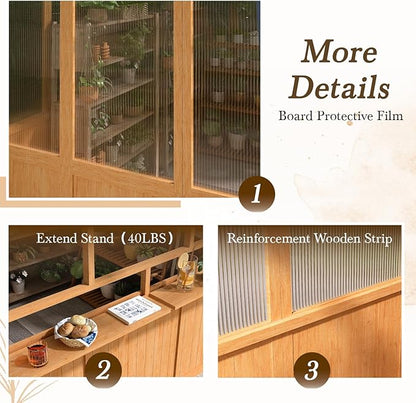 U-MAX 6x10 Ft Wood Greenhouse for Outdoors with Openable Window & Lockable Door, Heavy Duty Lean to Walk in Greenhouse with Polycarbonate Panel for Outside, Garden and Backyard