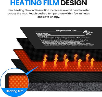 Simple Deluxe 4X7 Inch 4W Reptile Heating Pad with Temperature Adjustable Knob Under Tank Terrarium Heating Mat for Turtles, Lizards, Frogs, and Other Reptiles, 2 Pack
