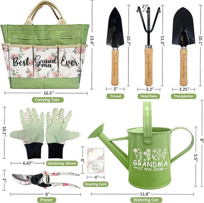 Gifts for Grandma, Grandma Garden Kit Birthday Gifts from Grandkids Floral Gardening Tools and Durable Garden Tools Organizer Tote, Ideal Gardening Gift for Women on Grandparents Day Chrismas