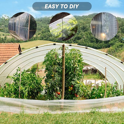24x50 FT Clear Greenhouse Film Plastic Sheeting, Greenhouse Polyethylene Plastic Film 6 mil Thickness Replacement Cover, UV Resistant, Plant Covers Freeze Protection for Windproof Frost& Dust Proof