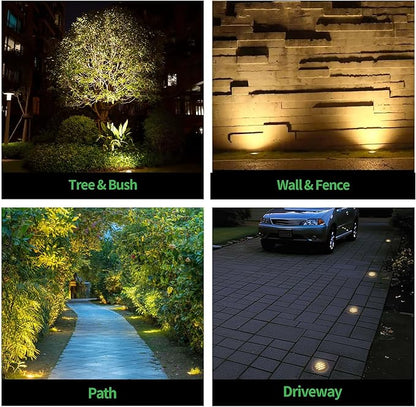 Landscape Well Light, LED Low Voltage In Ground Lights, IP67 Waterproof 12V Outdoor, Grill Top 6W 350LM Aluminum ORB for Sidewalk Driveway 6 Pack