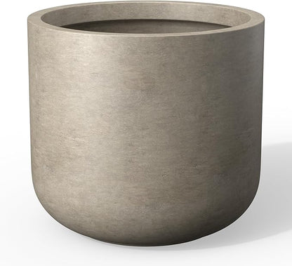 Kante 17.3-Inch Dia Round Concrete Planter, Indoor & Outdoor Garden Pot with Drainage Hole & Rubber Plug, Ideal for Flower and Tree, Weathered Concrete