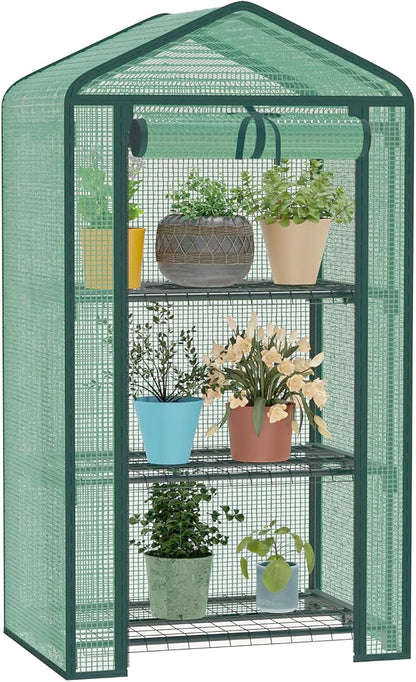 Greenhouse for Indoor Outdoor, Small Plastic Plant Green House 3-Tier Rack Stand Portable Greenhouses with Durable PE Cover for Seedling