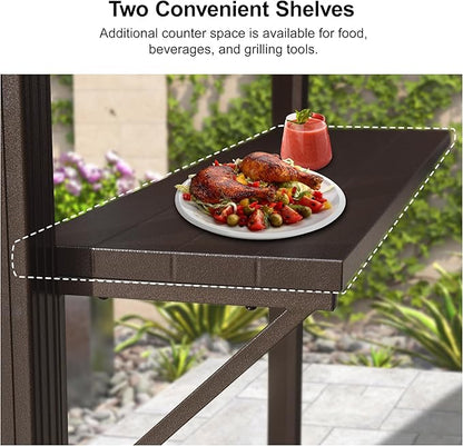 PURPLE LEAF 6' X 8' Hardtop Grill Gazebo for Patio Permanent Metal Roof with 2 Side Shelves Deck Yard Tent Aluminum Garden Outside Sun Shade Outdoor BBQ Canopy