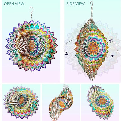 Wind Spinners Outdoor Mandala Lucky Clover,Wind Spinner Lucky Gifts for Women/Mother/Father/Men,Stainless Steel Kinetic 3D Wind Spinner Outdoor&Indoor Decoration Yard Art Garden Decor