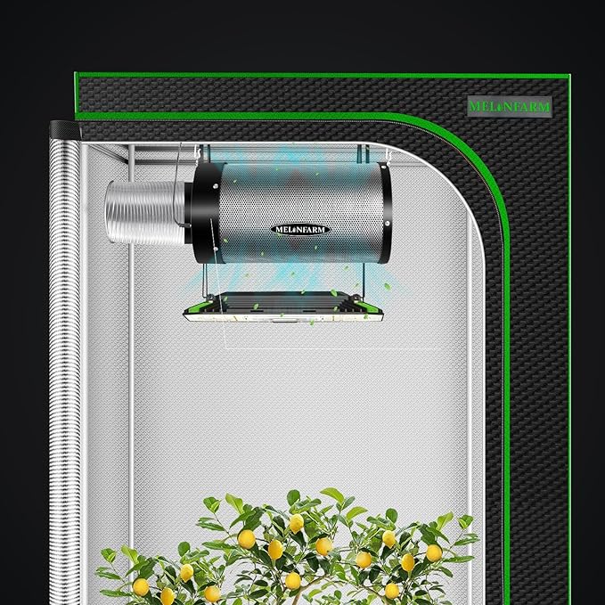MELONFARM Air Filtration Kit 4", Built-in 14cm Fan Low Nois Carbon Filter with 12-Speed Controller, 8' Ducting, Cooling & Ventilation System for Grow Tents, Indoor Gardening, Hydroponics 4“x12.2