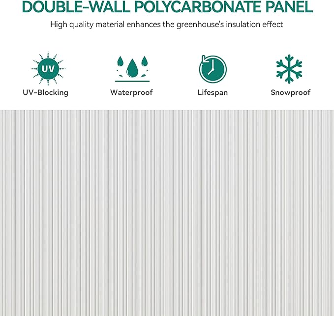 YITAHOME 6x16FT Polycarbonate Greenhouse Large Heavy Duty Green Houses Outdoor Aluminum Greenhouses with Sliding Doors Vent Window Walk-in Greenhouse for Garden Backyard, Silver