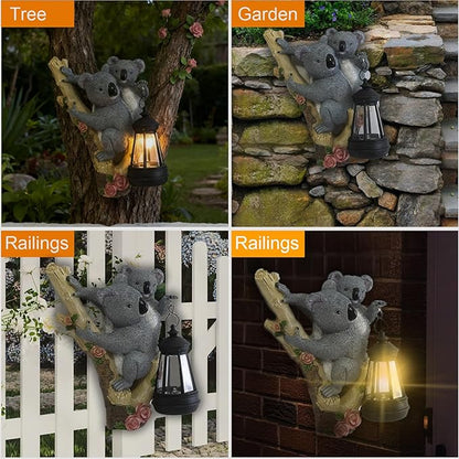 Koala Tree Hugger Garden Statue Outdoor Decorative Sculpture, Solar Lantern Outdoor Waterproof, Garden Decorations Home Patio Yard Outdoor, Relaxed Koala Gifts for Mom
