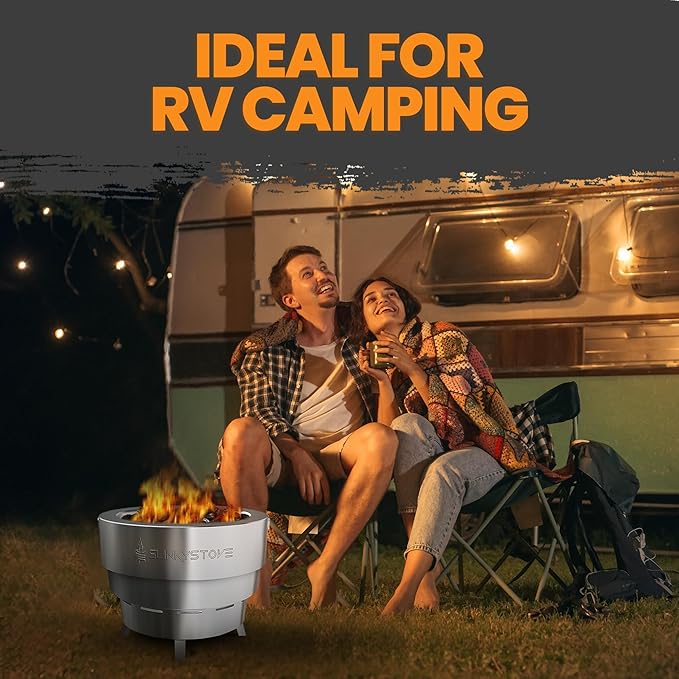 Slinky Stove Smokeless Fire Pit for Outdoor Wood-Burning - 17-Inch Patented Collapsible Firepit with Cooking Grill - Portable Stainless Steel Solo Pit for Camping, Backyard, Patio Bonfires