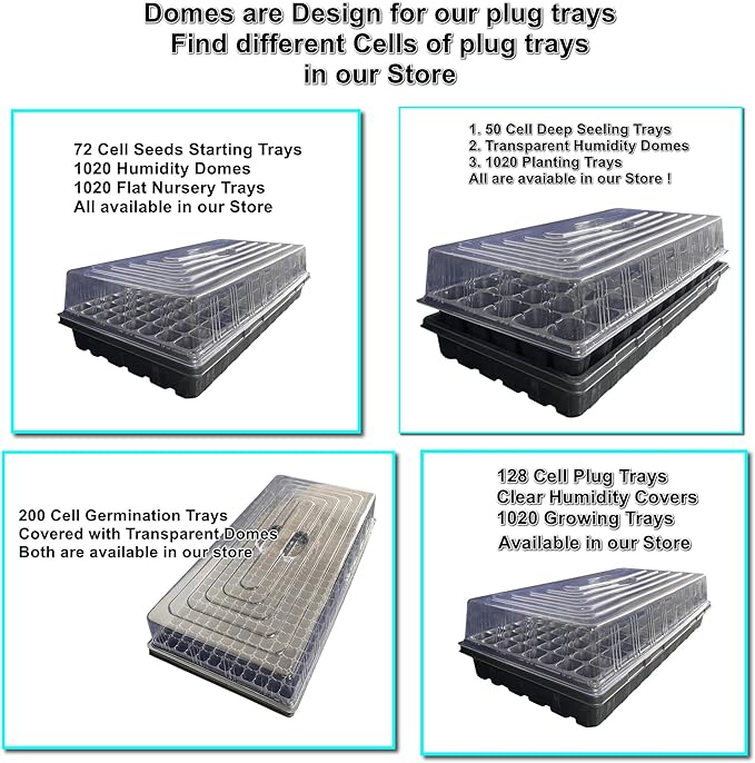 10 Pcs Humidity Dome, Plastic Clear Seed Starter Dome 1020 Tray Covers Humidifying and Insulating for Greenhouse Germination and Garden Growing (21.5"×11.5", 3.15" Height, 10-Pack)