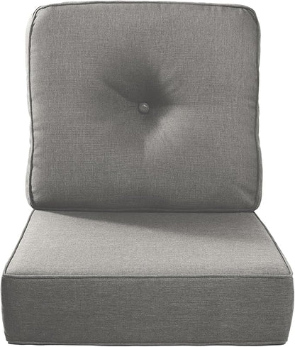 Luxury 22x24/22x25 6-Inch Outdoor Cushions - Water Repellent 1 Set Patio Replacement Seat Cushion for Rattan Mental Wicker Dining Rocking Swivel Chairs Loveseat Couch Sectional Sofa - Grey