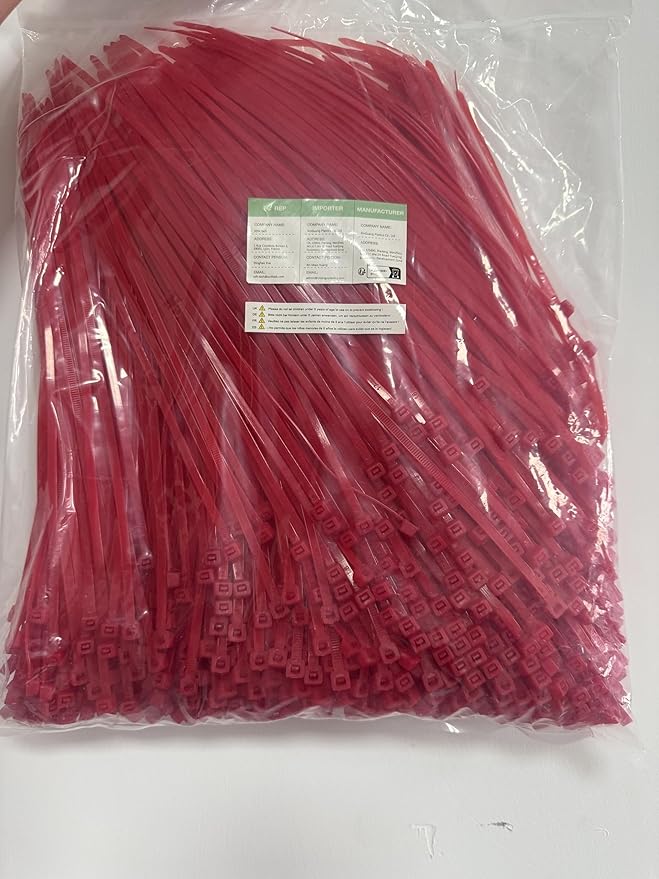 XINGO 1000 PCS Red Zip Ties 12 Inch, 60 LBS Tensile Strength, Self-Locking Nylon Plastic Nylon PA66 Wire Ties for Indoor and Outdoor Use