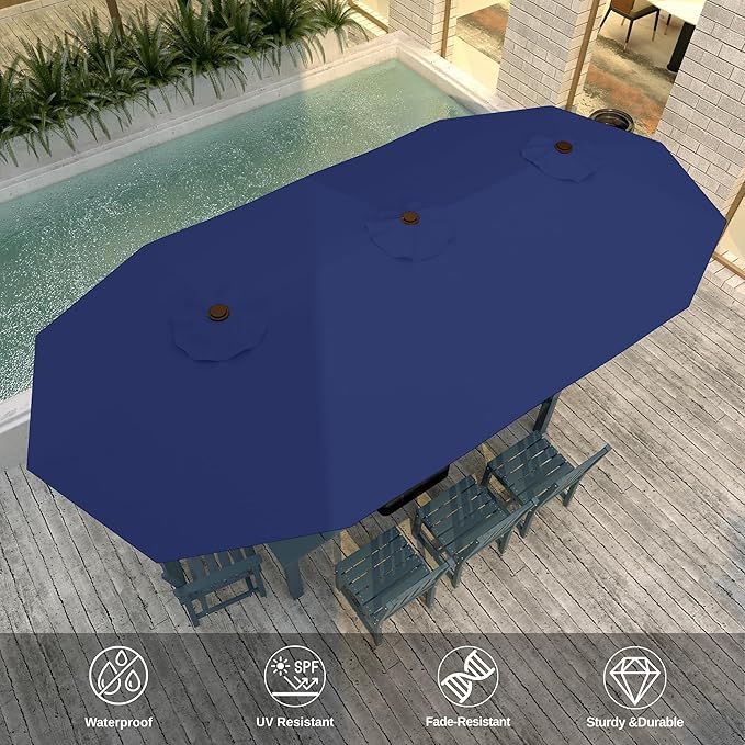 13FT Double Sided Patio Umbrella with LED Lighted