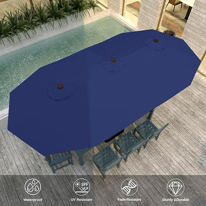 13FT Double Sided Patio Umbrella with LED Lighted