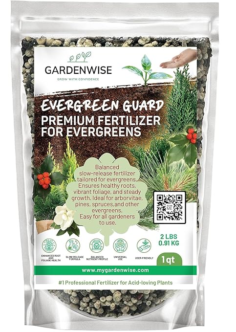 Evergreen Fertilizer – All-Purpose Granular Plant Food for Outdoor Trees and Shrubs, Azaleas, Magnolias, Pines & Arborvitae – Slow-Release Formula (4 quarts)