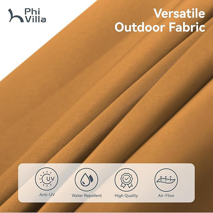 PHI VILLA 15ft Large Patio Umbrellas with Base, Outdoor Double-Sided Rectangle Market Umbrella for Pool Lawn Garden, Tawny