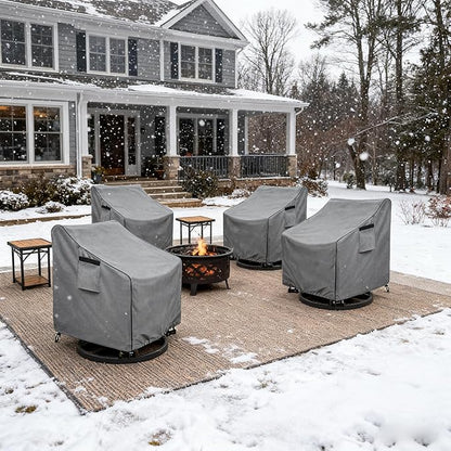 okcool Patio Swivel Chair Cover 4 Pack,Waterproof Heavy Duty Outdoor Chair Covers,Outdoor Swivel Chair Cover for Patio Furniture Covers(33 W x 35 D x 38.5 H inches),Grey