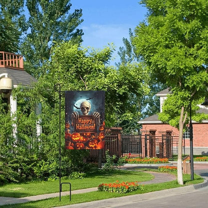 Halloween Skull Garden Flag Vertical Double Sided Outdoor Yard Flags 12.5x18 Inch Burlap Banners for House Lawn