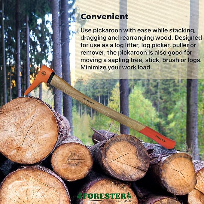 FORESTER Pickaroon Logging Tool 16in | USA Hickory Handle | Hookaroon Logging Tool | Log Roller Tool & Forestry Tools for Dragging and Stacking Logs