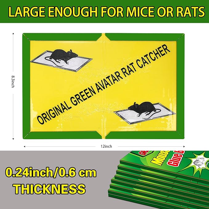 Ezoon 36 Pack Large Mouse Glue Traps with Enhanced Stickiness, Sticky Rat Traps, Sticky Snake Trap, Mouse Traps Sticky Pad Board for House Indoor Outdoor, Easy to Set, Extra Large (8.3" x 12")