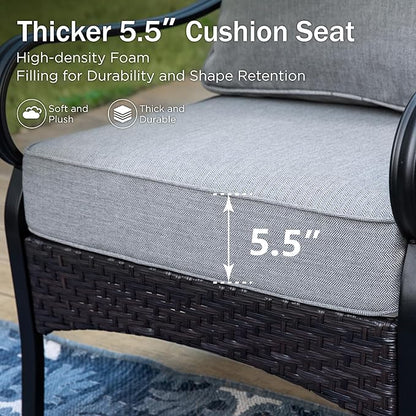 Rocking Patio Sofa Chairs - 2 PCS Outdoor Rocking Armchairs, Patio Seating with High Back Deep Seat for Porch Deck Balcony