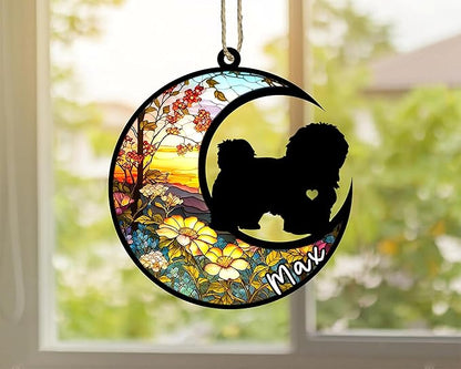 Personalized Dog Memorial, Custom Name Havanese Dog Christmas Ornament with Name, Custom Breeds, Pet Loss Light Catcher, Gifts for Lovers Loss of Pet Sympathy on Mothers Day Christmas