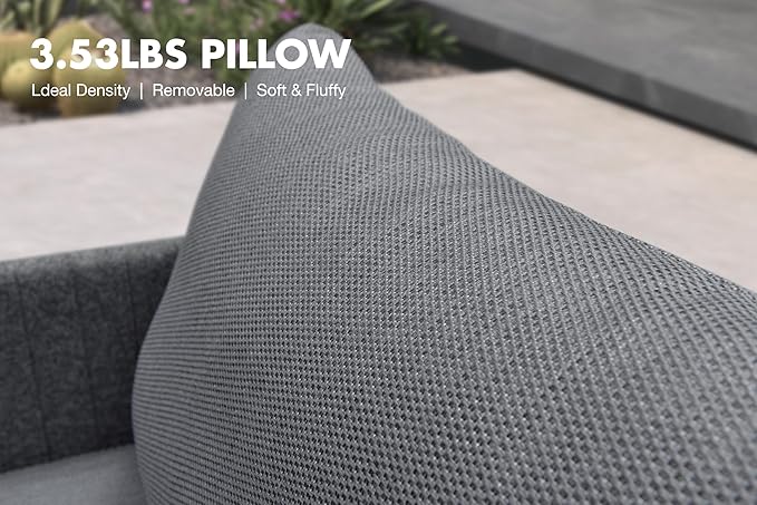 PURPLE LEAF 8 PCS Patio Conversation Sets All Weather Outdoor Couch Sectional Set with Resilience Foam Cushion Patio Conversation Set for Garden Poolside Backyard Gray
