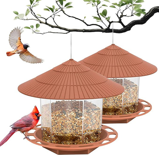 2 Pack Bird Feeders for Outdoor Hanging,Backyard Birding & Wildlife,Bird Feeder for Window