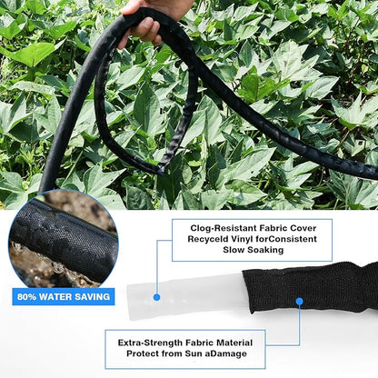 Flat Soaker Hose 50 FT,Drip Hose for Garden Beds Linkable Irrigation System Lightweight and Easy Watering for Tree Plant and Save 80% Water for You (50FT)