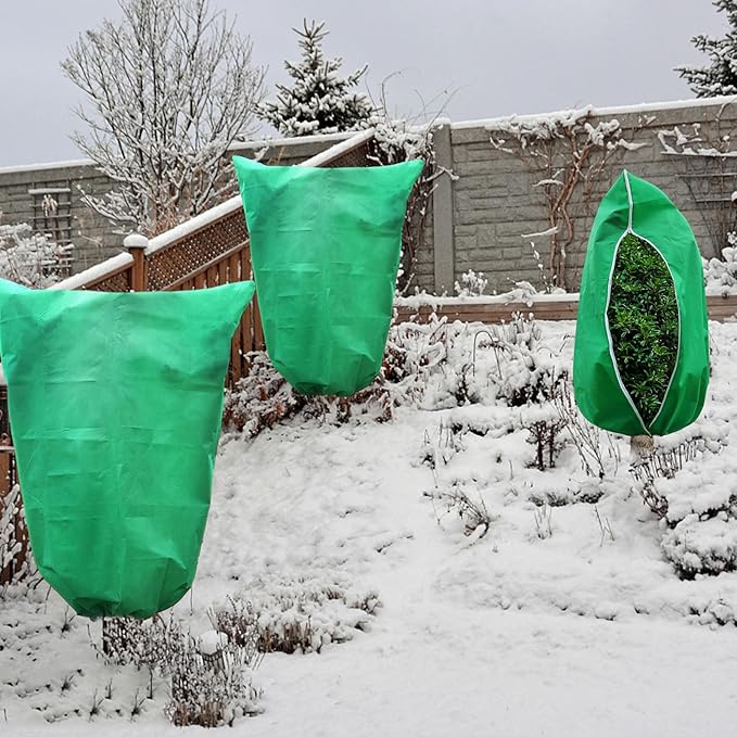 3 Pcs Large Plant Covers Freeze Protection 47.5" X 71.2" ,Reusable Winter Cold Weather Frost Blankets for Outdoor Plants with Drawstring and Zipper,Outdoor Tree Jackets (Green, 2 Pack XL-78.5" x94.5")
