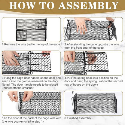 Qualirey 6 Pcs Humane Rat Trap Small Chipmunk Mouse Squirrel Cage Rodent Animal Mice Voles Hamsters Cage Catch and Release Trap for Home Garden Indoor Outdoor(15.4 x 5.5 x 5.5 Inch)