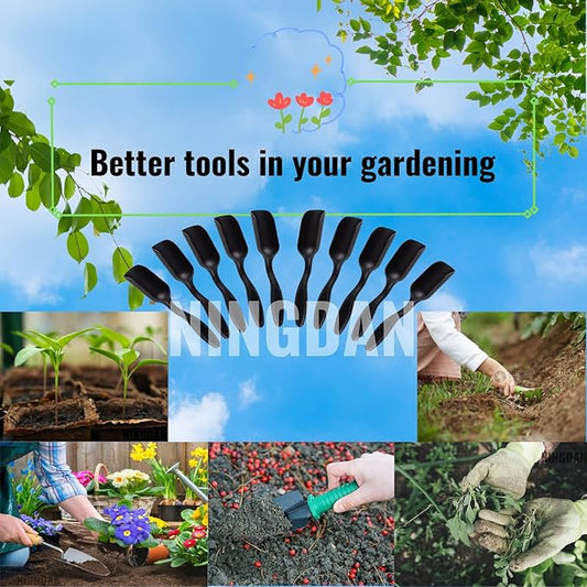 10Pcs Mini Shovel,Plastic Mini Gardening Shovel Spoons Soil Scoops,Cultivation Digging Transplanting Tools for Succulents Potted Flowers,Sand Scoops/Coffee Beans/Milk Powder Scoops (All Black)