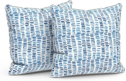 LVTXIII Set of 2 Patio Throw Pillows Waterproof 18"x18" Fade Resistant Outdoor Throw Pillows with Inserts, Fluffy Decorative Garden Toss Pillow Cushions for Home Patio Coach Sofa Use, Pebble Blue
