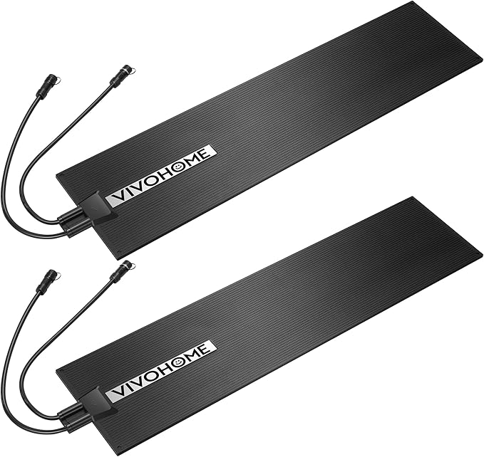 VIVOHOME 10" x 38" Snow Melting Mat with Grounding Wires, 0.35" Thickened SBR Rubber Heated Outdoor Mats, Heated Walkway Mats 2 Pack (Power Cord Not Included)