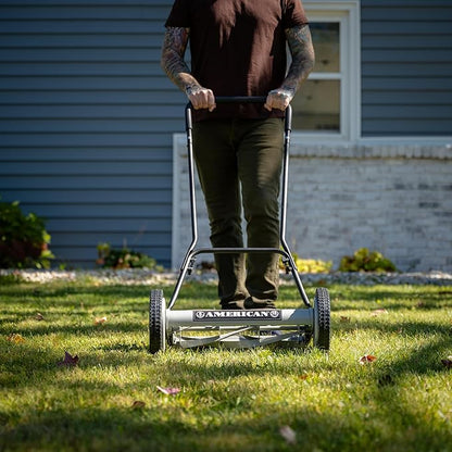 American Lawn Mower Company 1815-18 18-Inch 5-Blade Push Reel Lawn Mower, 18-Inch, 5-Blade, Black