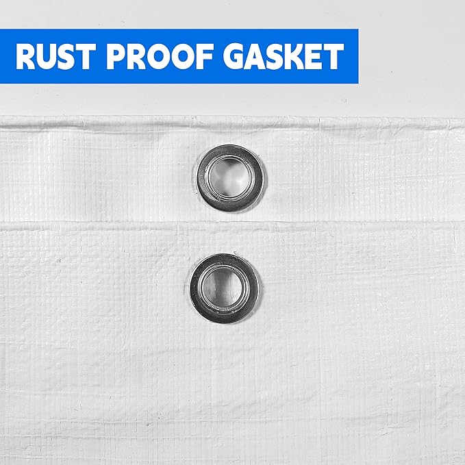 Tarp 5x7 ft Heavy Duty 12mil 100% Waterproof High Durability Multipurpose,Uv Resistant,White Tarp Suitable for Swimming Pools, Boats, Camping, Courtyards, Etc -by MVPNET