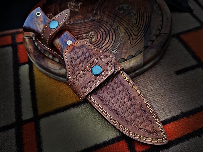 Warivo 10″ Handmade D2 Steel Hunting Knife with Leather Sheath - Ideal EDC Knife for Skinning, Camping, Bushcrafting and Outdoor Activities