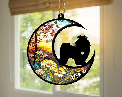 Personalized Dog Memorial, Custom Name Shih Tzu Dog Christmas Ornament with Name, Custom Breeds, Pet Loss Light Catcher, Gifts for Lovers Loss of Pet Sympathy on Mothers Day Christmas