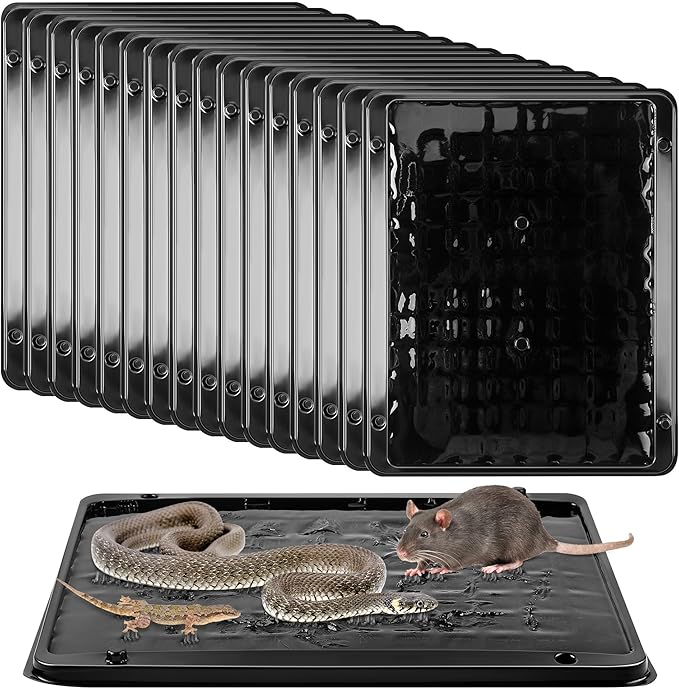 Qualirey 16 Pack Jumbo Rat & Mouse Glue Traps, 11.8 X 9.84 in Large Heavy Duty Mouse Traps Indoor for Home, Pre Scented Adhesive Plastic Tray with for Spider, Snake, Mice, Kids and Pet Safe (Black)