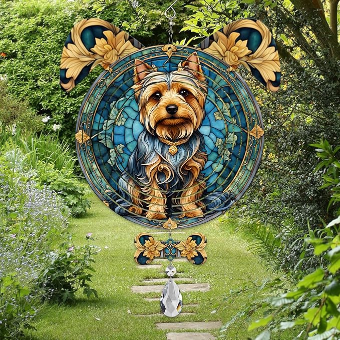 Silky Terrier Dog Ears Wind Spinner, Silky Terrier Wind Spinner Hanging for Yard and Garden V02