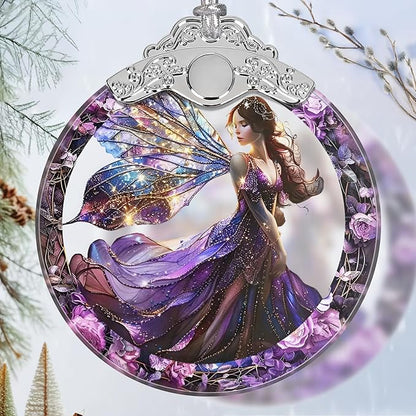 Christmas Stained Glass Fairy Ornament - Home Decor - Holiday Present Ideas - Gift Exchange - Beauteous Fairy