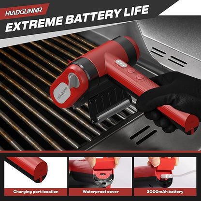 Electric Grill Brush, Grill Cleaner with LED Light, 700–800 RPM Stainless Steel Bristles, 304 Removable Brush Head, Cordless & Type-C Rechargeable Grill Cleaning Tool for Outdoor BBQ