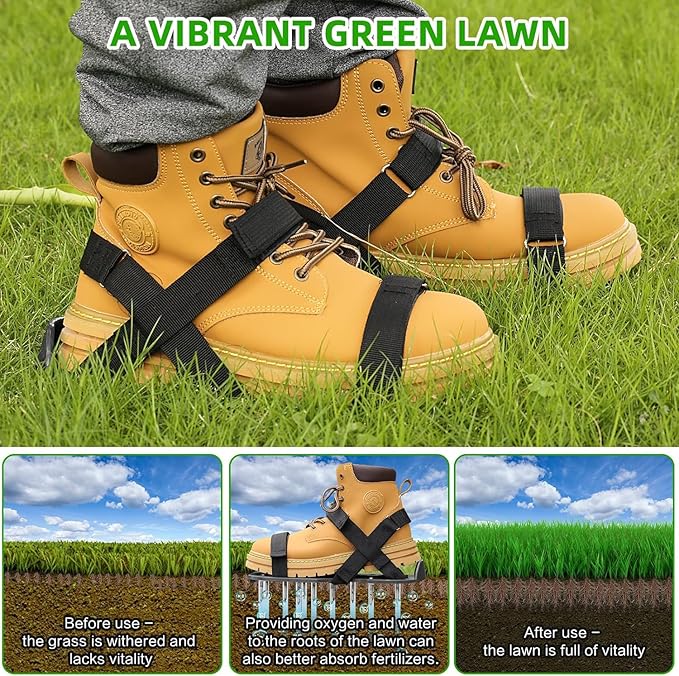Gunite Spiked Shoes for Epoxy Floor,2 in 1 Fully Assembled，2 Lengths of Spikes with 1.8"" and 1.2"" Short Spikes，Perfect for Epoxy Garage Floors,Overlays, Lawn Aeration，Aerator Shoes