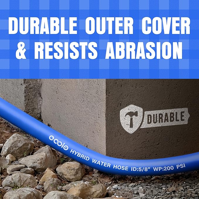 Heavy Duty Garden Hose 75 ft, Non-Expanding Flexible Water Hose, Kink Resistant Lightweight Hybrid Hose, Leakproof Hose Male to Female Fittings