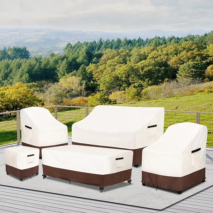 Patio Chair Covers Waterproof Heavy Duty Patio Furniture Covers for Outdoor Adirondack Chair 35 W x 37 D x 36 H inches,Beige & Brown