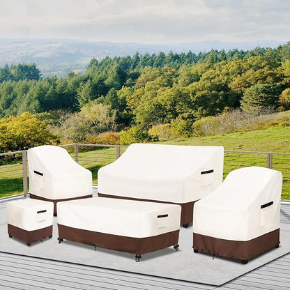 Patio Chair Covers Waterproof Heavy Duty Patio Furniture Covers for Outdoor Adirondack Chair 35 W x 37 D x 36 H inches,Beige & Brown