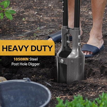 Heavy Duty Post Hole Digger with Fiberglass Handle Manual Fence Post Diggers,58 inches