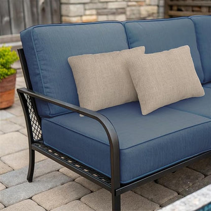 Covers & All Sunbrellla Outdoor Pillows for Patio Furniture, UV Fade Resistant & Waterproof Outdoor Sunbrella Lumbar Pillows, Set of 2 Inserts & Covers for Patios, Decks and Porches (Cast Ash)