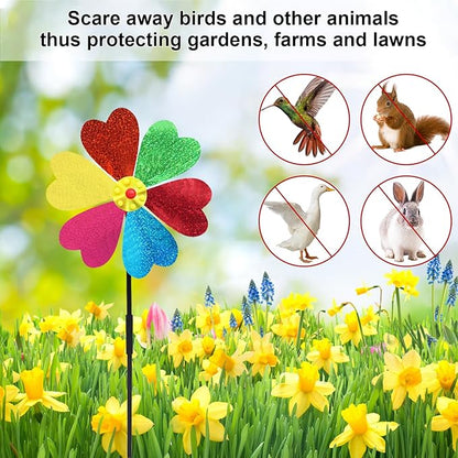 Garden Wind Spinners for Outdoor, Decorative Pinwheel Bee Butterfly Ladybug Windmill Whims (Sparkly-2)
