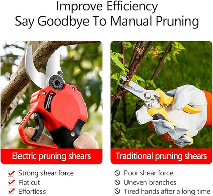 Electric Pruning Shears，Professional Cordless Tree Branch Pruner with 2PCS Lithium Battery and Matching Tools，30mm (1.2″) Cutting Diameter
